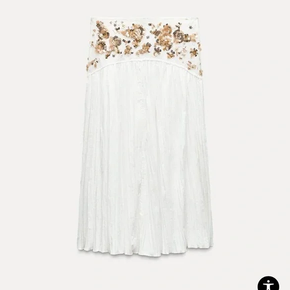 Zara $129 Embellished Jeweled Midi Skirt ZW Collection Size Small NWT - Picture 8 of 11